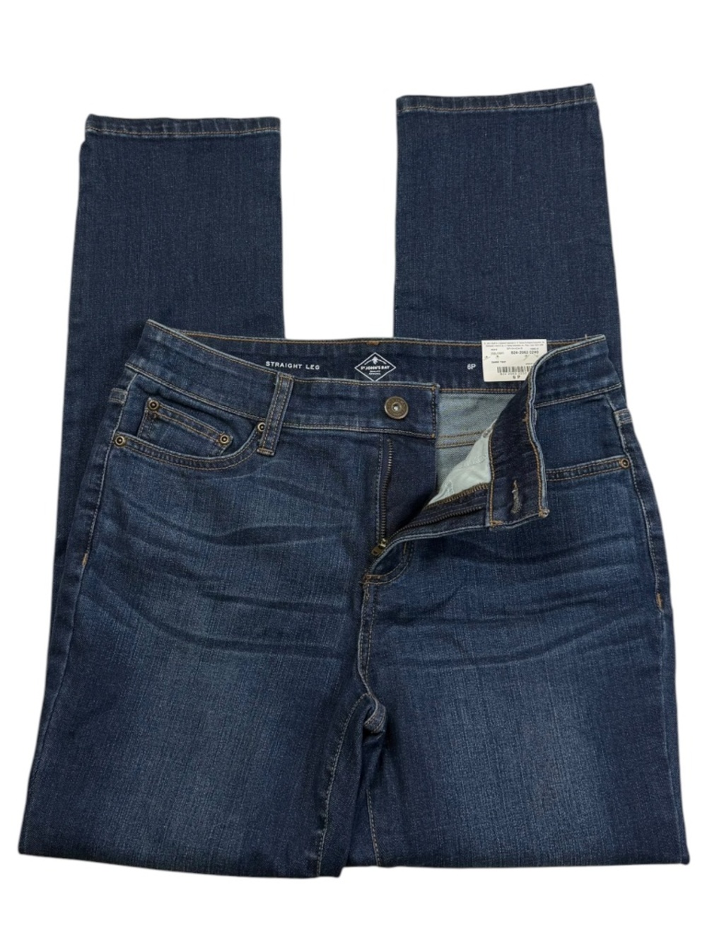 St. John's Bay Straight Leg Jeans 6 Petite Mid Rise Stretch Dark Wash NWT - Picture 7 of 11
